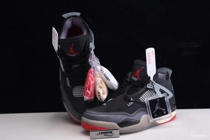 Kick Theory x Off Jordan Retro CV9388-001 White Air 4 Bred 0723